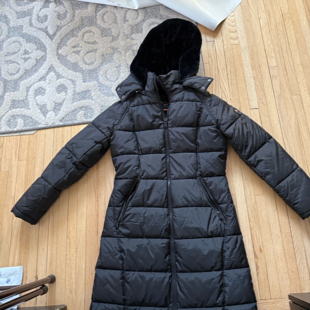 new HFX Outdoor Women's Black Long Puffer Coat with Hood Medium